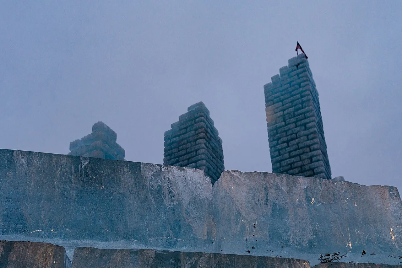 Ice Castle towers at the Saint Paul Winter Carnival in Minnesota